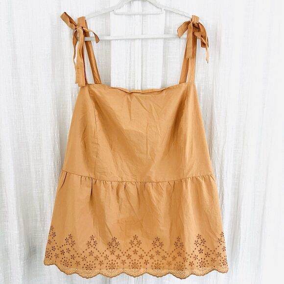*New* Lane Bryant Mustard Yellow Embroidered Tie Sleeve Blouse - Plus 30/32 - Picture 1 of 11